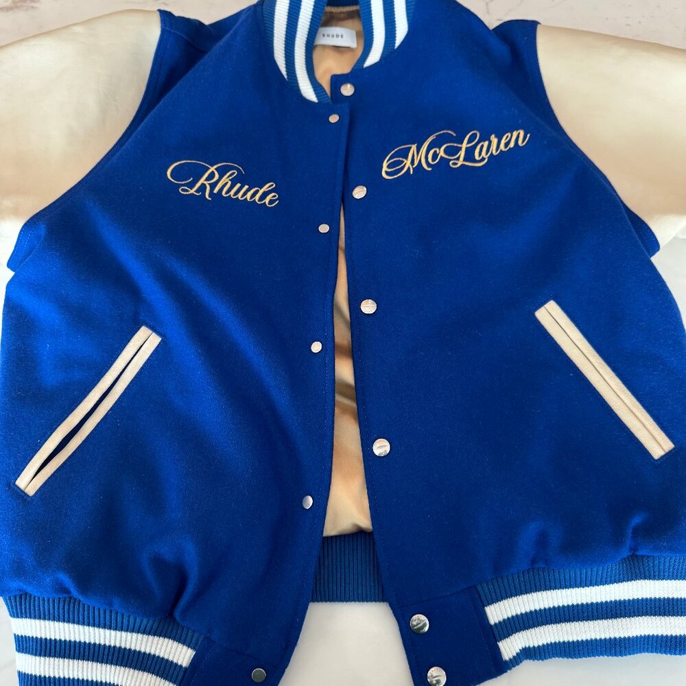 RHUDE x McLaren varsity bomber jacket